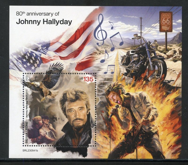 SIERRA LEONE 2023 80th ANNIVERSARY OF JOHNNY HALLYDAY S/SHEET MINT NEVER HINGED