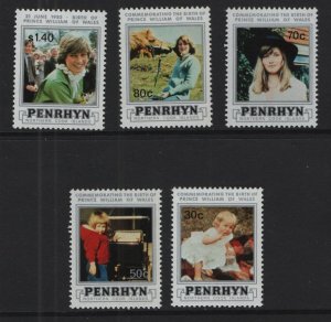 Penrhyn #200-204  MNH  1982  portraits Diana