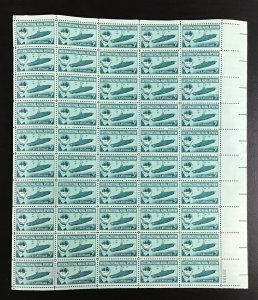 1091  Naval Review, Jamestown, VA  MNH 3 c Sheet of 50  FV $1.50  1957