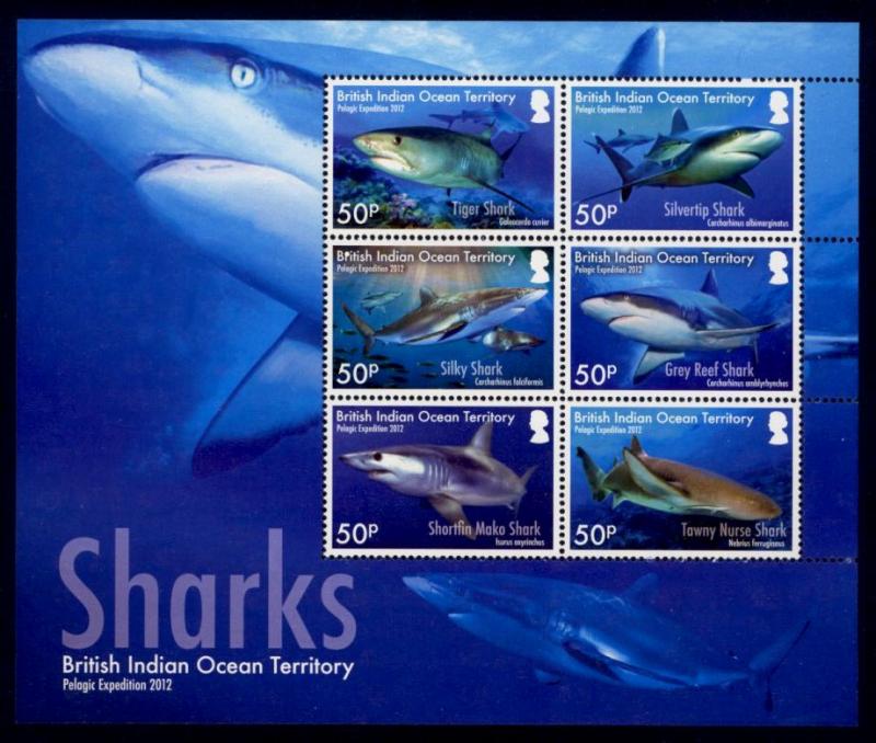 British Indian Ocean Territory Sc# 453 MNH Sharks (M/S of 6)