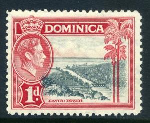 DOMINICA;  1938 early GVI issue fine Mint hinged 1d. value