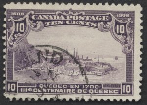 Canada #101 10c Quebec Tercentenary Just Fine Centering CDS Cancel