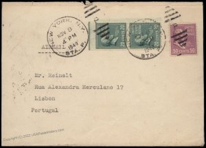 USA 1940 20c 50c Prexie Lisbon Portugal Transatlantic Airmail Cover 83743