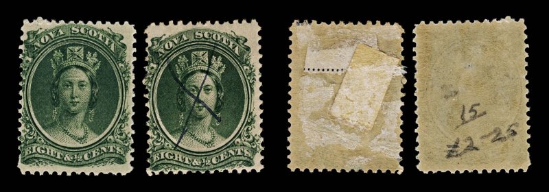 4316: Nova Scotia SG14 8½ Blue-Green. 1860. Sc#11 Mi8bx MM Mint & Used. C£71