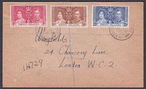 VIRGIN IS 1937 Coronation set on registered cover to UK....................a3687