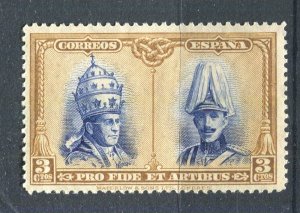 SPAIN; 1928 early Papal Visit issue Mint Hinged 3c. value