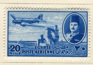 EGYPT; 1947 early AIRMAIL ( Dakota Plane ) Mint hinged 20m. value