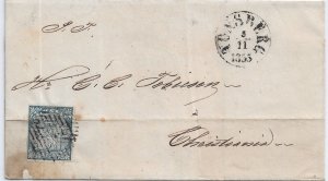 Tonsberg, Norway 1855 Internal cover w/Sc #1 (51946)