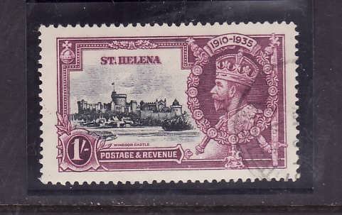 St Helena-Sc#114-used 1sh KGV Silver Jubilee-Castles-1935-