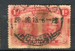 RHODESIA; 1910 early GV Double Head issue fine used 1d. value