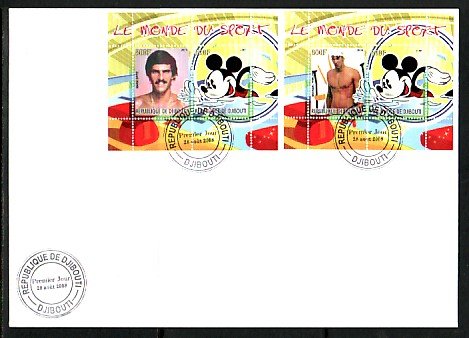 Djibouti, 2008 Cinderella issue. Disney & Olympic Swimmer, First day cover. ^