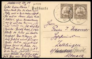 Germany 1909 East Africa HEDDERODE HOHENFRIEDFBERG DOA WILHELMSTHAL Cover 87147