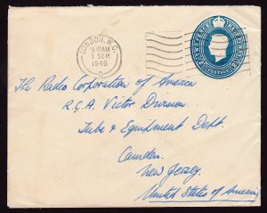 Great Britain Cover 1946 - 2 1/2 Pence Dark Blue George VI Postal Stationery RCA