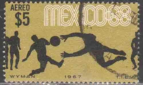 MEXICO C331, $5P Soccer 3rd Pre-Olympic Set 1967. USED. VF. (640)