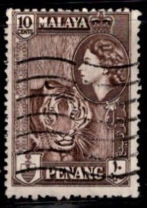 Malaya - Penang - #50 Tiger/ Queen Elizabeth II - Used