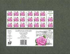 {BJ Stamps}  3052d  33¢ Pink Rose Pane. Plate S111.    Mint pane of 20.  1996