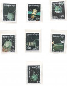 1987 Cambodia 777-83 Soviet Spacecrafts MNH C/S of 7