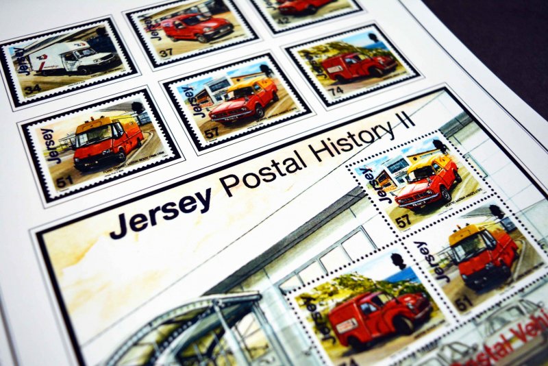 COLOR PRINTED JERSEY 1958-2010 STAMP ALBUM PAGES (198 illustrated pages)