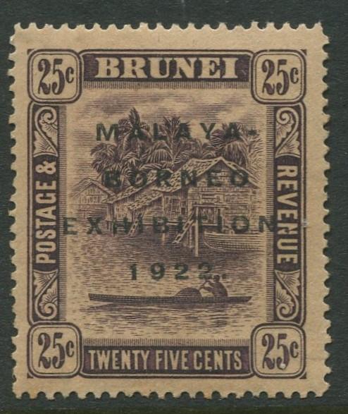 BRUNEI - Scott 30a - Overprint Issue - 1922- MH - 25c Stamp