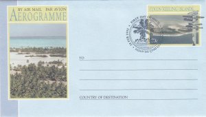 Cocos Islands Three Aerogrammes, Unused, First Day Cancels