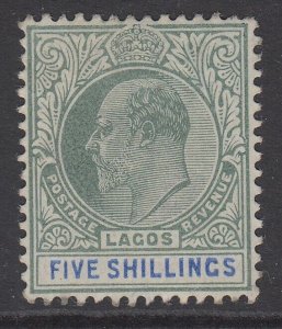 SG 52 Lagos 1904 5/- Green & Blue fine unmounted mint CAT £140