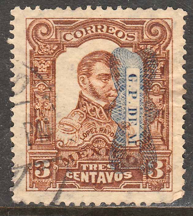 MEXICO 519, 3¢ Corbata reading down Used. F-VF. (214)