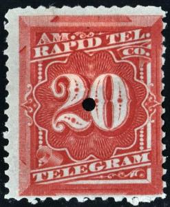 1T6 20¢ American Rapid Telegraph Company Stamp (1881) Remaindered/MH