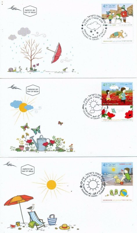 ISRAEL 2016  FDC YEAR SET WITH TABS & S/SHEETS  SEE 10 SCANS 