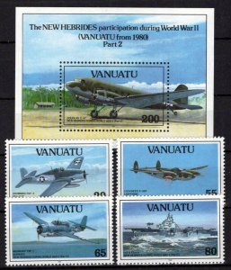 Vanuatu 590-594 MNH Aviation Military WWII Ships ZAYIX 0624S0158