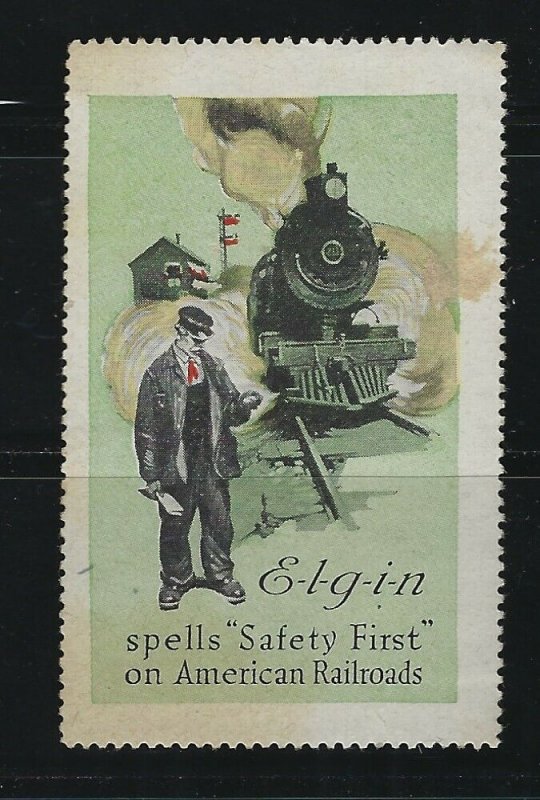 UNITED STATES - ELGIN RAILROAD WATCH POSTER STAMP MNH