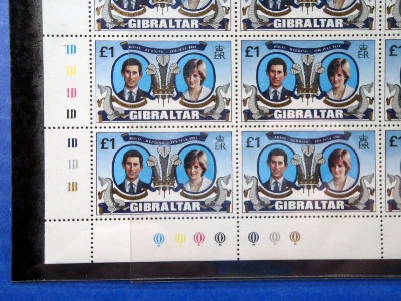 GIBRALTAR 1981 Sc 406 £50 Royal Wedding Diana Charles MINT Full Sheets CV$80