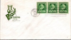 FDC 1940 SC #864 - Farnam Cachet - Portland, ME - Stirp of 3 - F62312