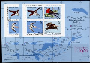 BRITISH VIRGIN ISLANDS QEII SG MS443 + MS443w, 1980 WM VARIETIES NH MINT Cat £17