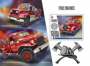 Sierra Leone - 2019 Fire Engines on Stamps - Stamp Souvenir Sheet - SRL191214b