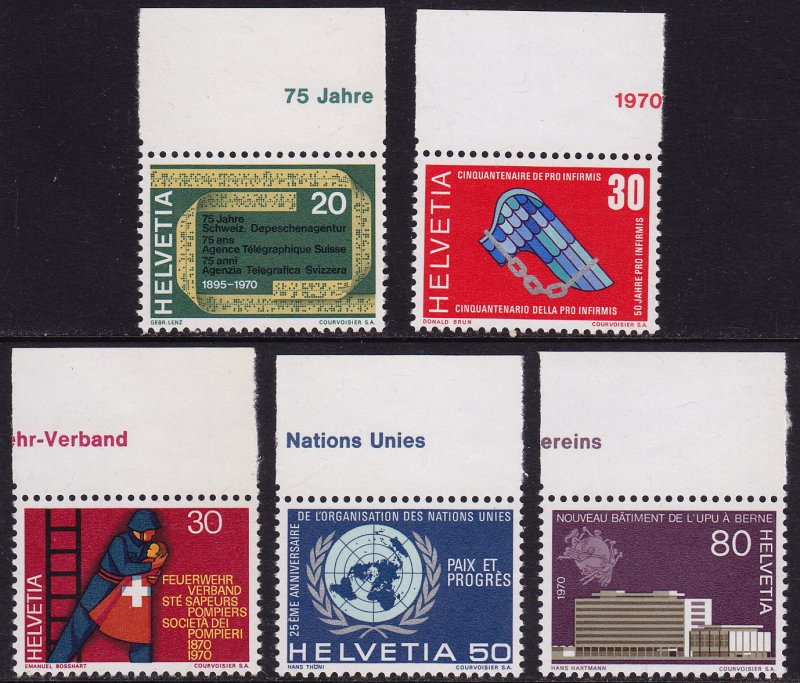 Switzerland - 1970 - Scott #510-514 - MNH - Various