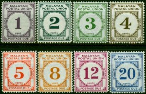 Malaya 1951-62 Postage Due Set of 8 SGD14-D21 Fine & Fresh MM