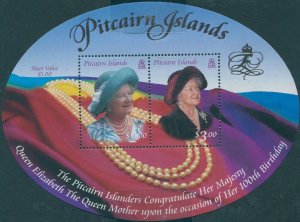 Pitcairn Islands 2000 SG582 Queen Mother 100th Birthday MS MNH