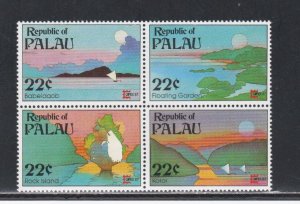 Palau # 149a, CAPEX 87, Island Scenes, Block of Four, Mint NH, 1/2 Cat.