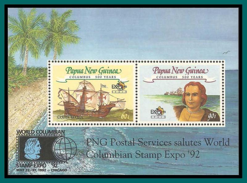 Papua New Guinea 1992 Columbian Stamp Expo, MS, MNH 785a,SGMS666