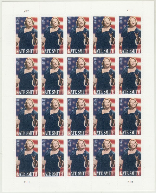 2010 U.S 44¢ Kate Smith, Singer complete sheet of twenty MNH Sc# 4463