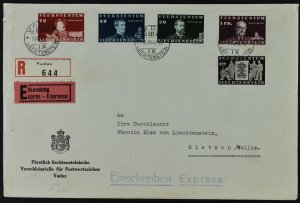 LIECHTENSTEIN, 100th ANNIV. PRINCE JOHN II 1940, 2 FDCs, one to PRINCESS, RARE!!