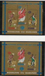 BURUNDI Sc 94A-B NH ISSUE OF 1964 - PERF+IMPERF SOUVENIR SHEETS - COSTUMES