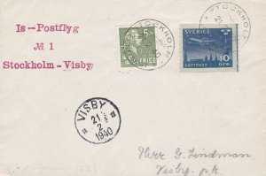 1940 SWEDEN, First Flight STOCKHOLM-VISBY (Artic Bolaget Aerotransport)