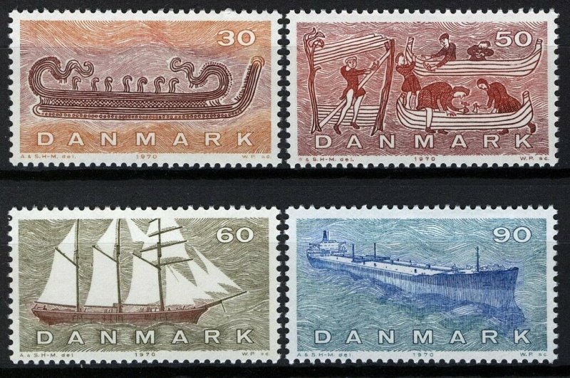 Denmark 1970, Ships, Shipping set VF MNH, Mi 501-504