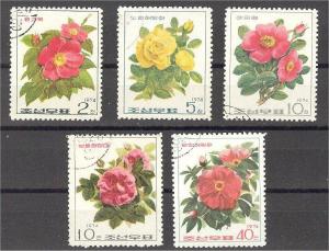 NORTH KOREA, ROSES 1974, USED SET