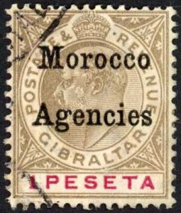 Morocco Agencies KEVII SG22 1p Wmk Crown CA Cat 275 pounds