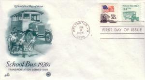 US FDC Sc.# 2123 1920's School Bus + 2114 Artcraft L535