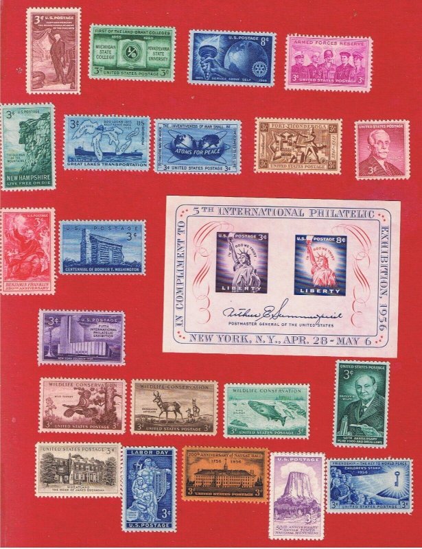 #1064-1085 MNH OG  1955-56 Commemorative's Complete  w/SS  Free S/H