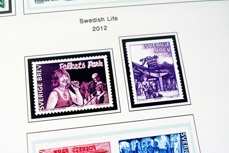 COLOR PRINTED SWEDEN 2000-2010 + 2011-2019 STAMP ALBUM PAGES (131 illust. pages)