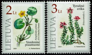 Lithuania #693-694  MNH - Flowers Red Book Endangered (2001)